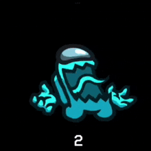 a blue among us character with the number 1 on it