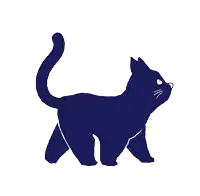 a silhouette of a black cat with a white background