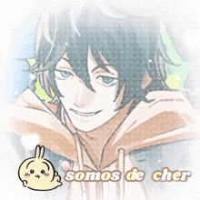 a drawing of a boy with the words somos de cher on the bottom