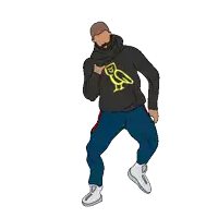 a man wearing a black hoodie with an owl on it
