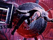 a video game character is flying through the air with a huge tire in the background and a caption that says nothingsome