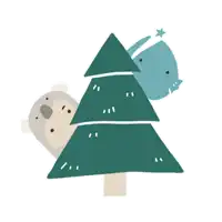 a christmas tree with a star on top and two animals