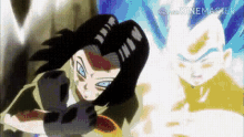 a cartoon of a man and a woman fighting each other in a battle .