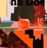 a cartoon character with a smiley face is standing in front of a sign that says `` no dog '' .