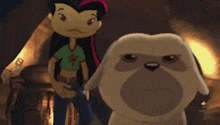 a cartoon girl and a dog are standing next to each other with the words oh you think written on the bottom