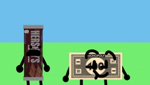 a bar of hershey 's milk chocolate next to a monopoly money