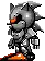 a pixel art of metal sonic from sonic the hedgehog standing on a rock .