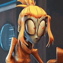 a close up of a cartoon character 's face