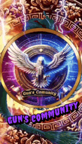 a poster for gun 's community with an eagle in the middle