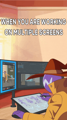 when you are working on multiple screens a cartoon drawing of a wizard
