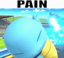 a picture of a cartoon character with the word pain below it
