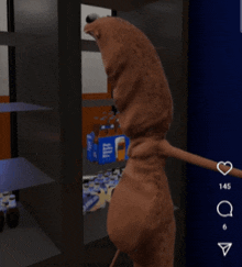 a cartoon character says no in front of a fridge