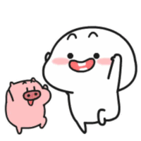 a cartoon character and a pig are standing next to each other on a white background .