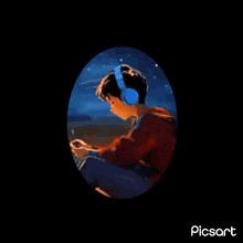 a picture of a man with headphones in a frame that says top finalist sks 0.4 picsart