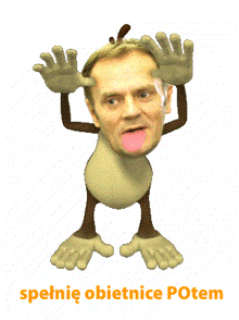 a cartoon monkey with a man 's face sticking out his tongue and the word potem below it