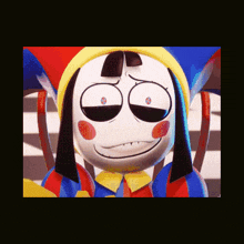 a close up of a cartoon character with a funny face