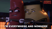 a cartoon of sausage party says i 'm everywhere and nowhere at the bottom