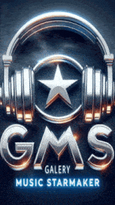 a poster for gms gallery music starmaker with headphones and a star in the center