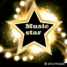 a gold star with the words music star written on it