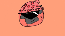 a drawing of a person wearing a bandana with hearts on it
