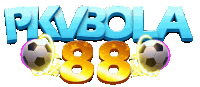 a logo for pkvbola 88 with two soccer balls