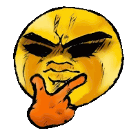 a drawing of a smiley face with a hand on it 's chin