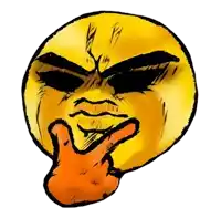 a drawing of a smiley face with a hand on it 's chin