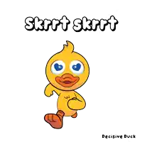 a cartoon of a duck with the words skrrt skrrt above it