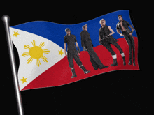 a flag with four men on it that says ' philippines ' on it