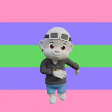a cartoon character wearing a hoodie that says shot on it