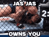 jas jas owns you is written above a fighter in a cage
