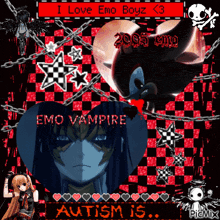 a poster that says emo vampire autism is on it