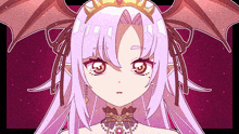 a drawing of a girl with purple hair and a crown