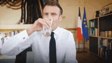 Macron Larmes GIF - Macron Larmes Boire Un Verre GIFs