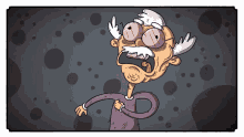 a cartoon drawing of an older man with a mustache and glasses