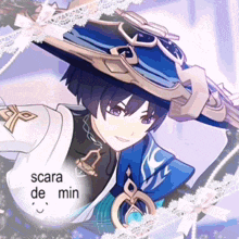a picture of a boy with scara de min written on the bottom