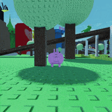 a purple rabbit is standing on a green tiled floor in a video game