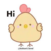 a picture of a chicken with the words hi written above it