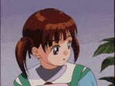 a close up of a cartoon girl with pigtails