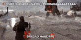 a screenshot of a video game with a dragon and the words dragao mage rpg on the bottom