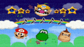 a video game with a rainbow and music notes