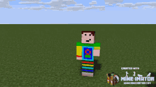 two minecraft characters are standing in a field with the words mine imator below them