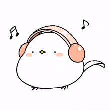 white bird blushed headphones listening musci