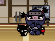 a cartoon of a ninja wearing a mask with x on it