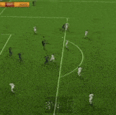 a soccer game is being played and the score is 2 to 1