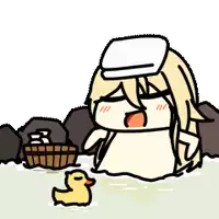 a cartoon of a girl in a bathtub with a rubber duck next to her .
