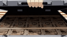 a person is holding a briefcase filled with a lot of money .