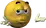 a close up of a yellow smiley face giving a thumbs up on a white background .