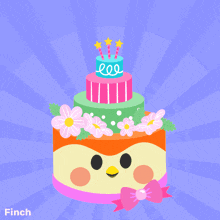 a pink background with a birthday cake and the words happy birthday on it