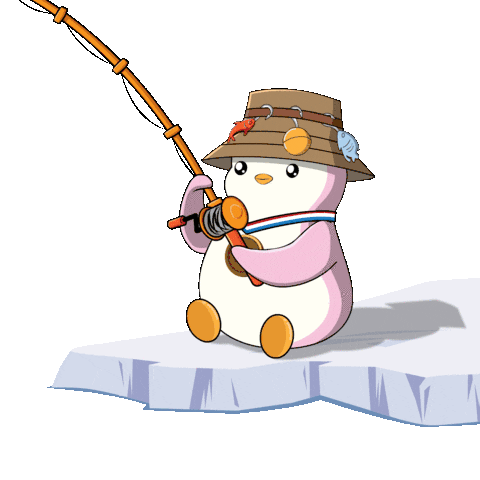 An Illustration Of A Fish In Ice Ice Fishing Cartoon Sticker